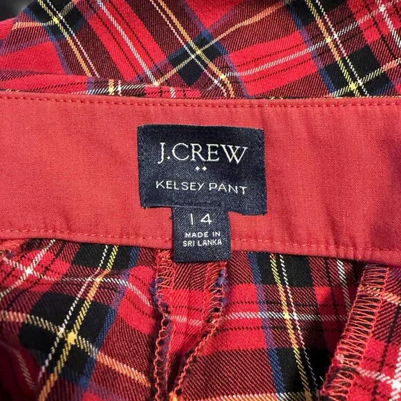 J.Crew Kelsey Pant | Red Tartan Plaid Mini-Flare Pants | Size 14 | Holiday Party - Picture 5 of 13